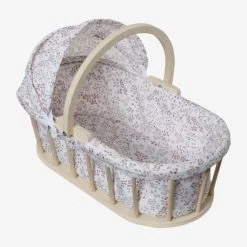 Couffin Pour Poupon En Bois FSC® Et Tissu Beige - Vertbaudet