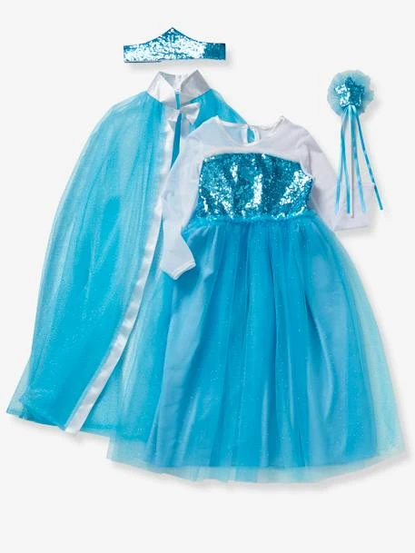Déguisement De Princesse Avec Cape, Baguette Et Couronne Bleu - Vertbaudet 1 Déguisement De Princesse Avec Cape, Baguette Et Couronne Bleu - Vertbaudet