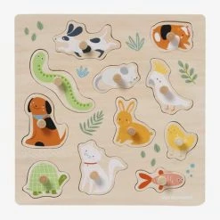 Puzzle Boutons Animaux De Compagnie En Bois FSC® Multicolore - Vertbaudet